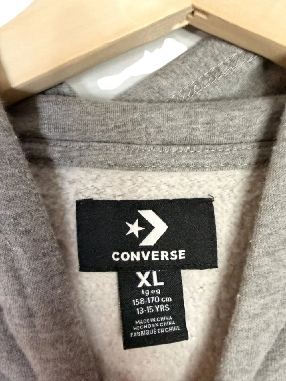 Converse Chuck Taylor All Star Hoodie Kids XL Gray Pullover Sweatshirt